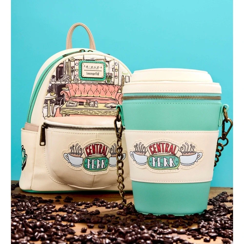 NWT Loungefly Friends Central‎ Perk Coffee Mug Scented Backpack & Crossbody Bag!